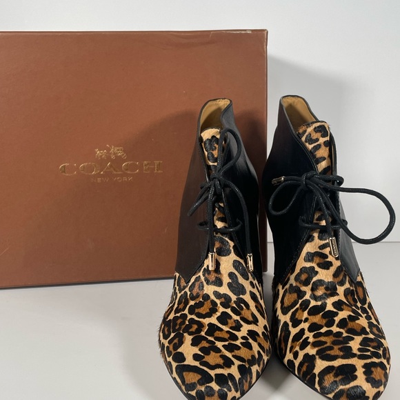 Coach cheetah booties with leather - size 10 - Picture 2 of 6